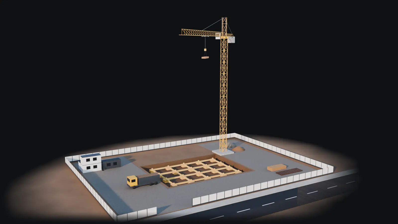 Prédio em construção em 24 abr 2027: fundações (blocos e baldrames) em andamento